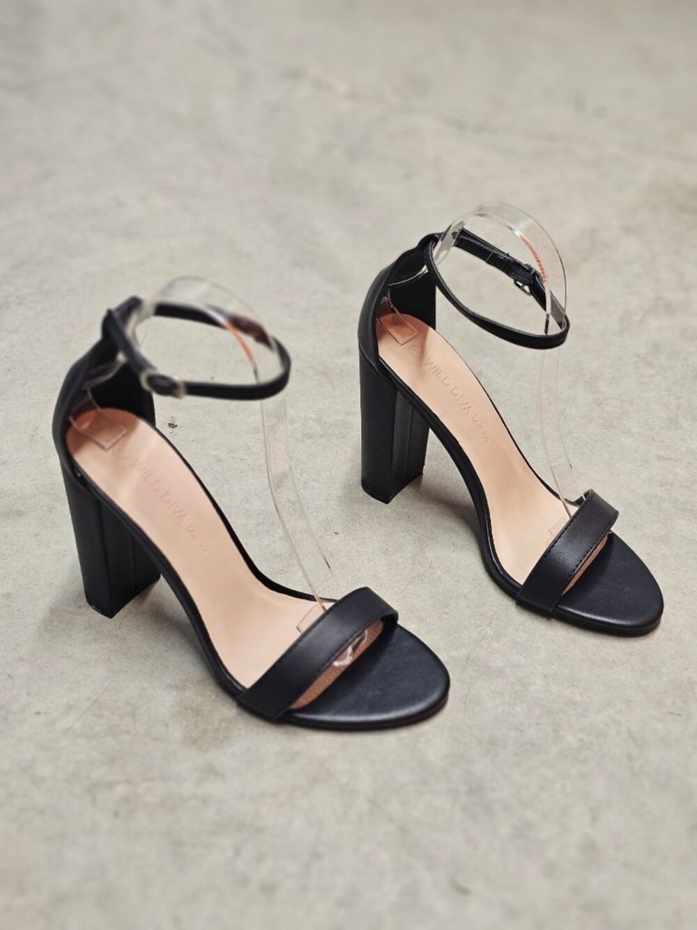 Black Chunky Heel Ankle Strap Sandals For Women Open Toe 4-Inch Heels Elegant & - Picture 15 of 15